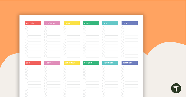 Inspire Printable Teacher Diary – Key Dates Overview (Portrait) teaching resource