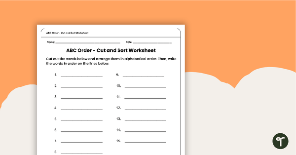 Go to ABC Order - Cut and Sort Worksheet teaching resource