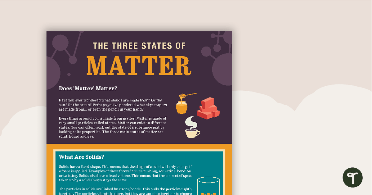 The Three States of Matter – Worksheet teaching resource