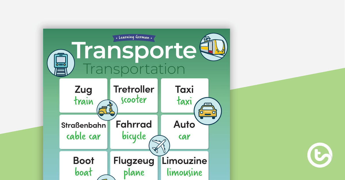 Transportation – German Language Poster teaching resource