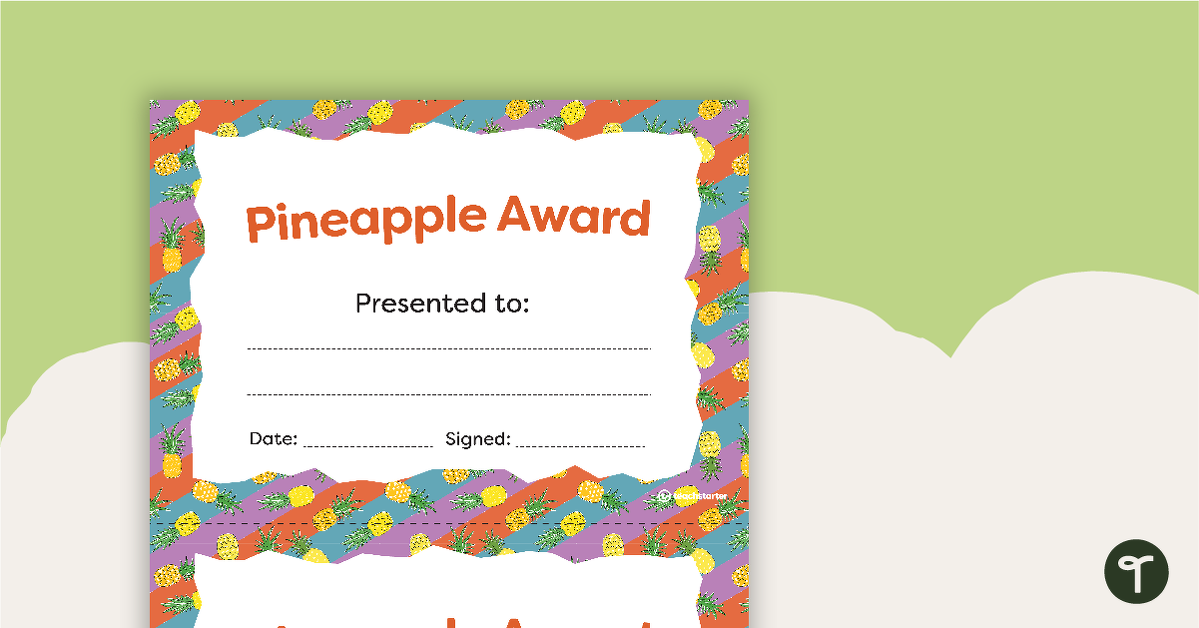 Pineapples - Award Certificate teaching resource