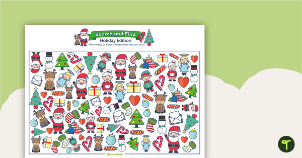 Go to Christmas Counting Worksheet - Search and Find teaching resource
