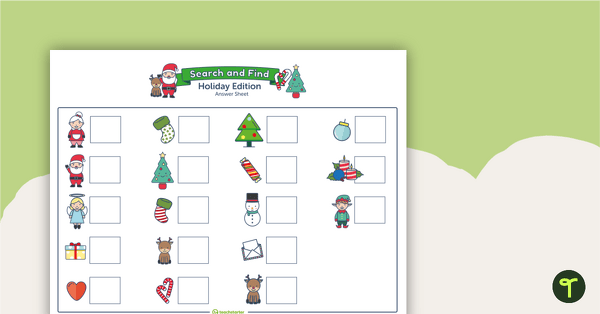Christmas Counting Worksheet - Search and Find teaching resource