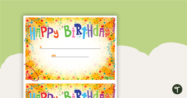 Happy Birthday Certificate teaching resource
