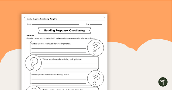 Preview image for Reading Response Template – Questioning - teaching resource