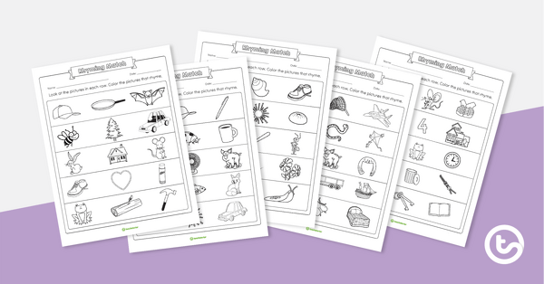 Go to Rhyming Match Worksheets teaching resource