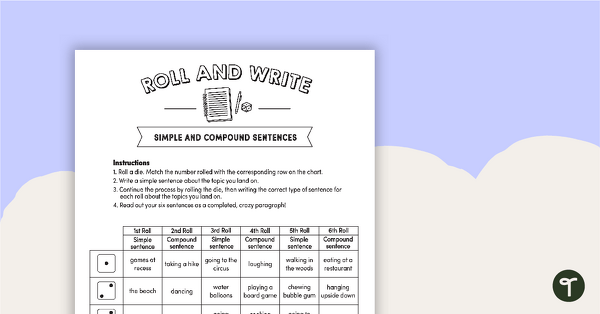 Preview image for Roll and Write -  Simple and Compound Sentences - teaching resource