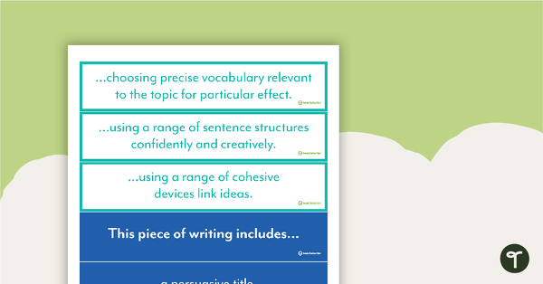 Persuasive Writing Bump It Up Wall – Year 4 teaching resource