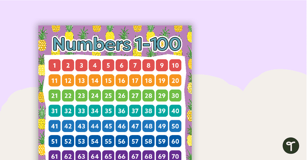 Go to Pineapples - Numbers 1 to 100 Chart teaching resource