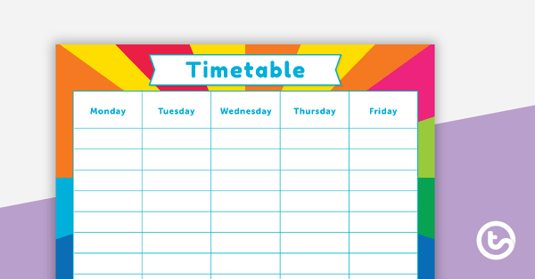 Preview image for Rainbow Starburst - Weekly Timetable - teaching resource