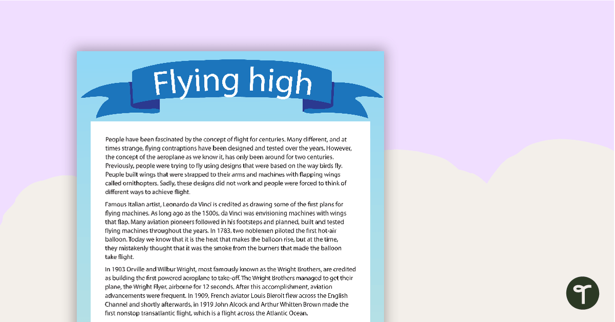Comprehension – Flying High teaching resource