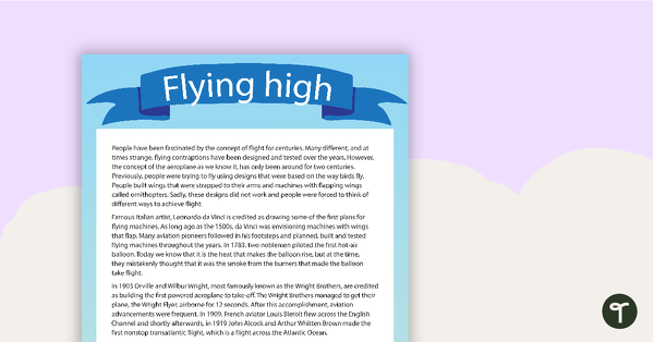 Go to Comprehension – Flying High teaching resource