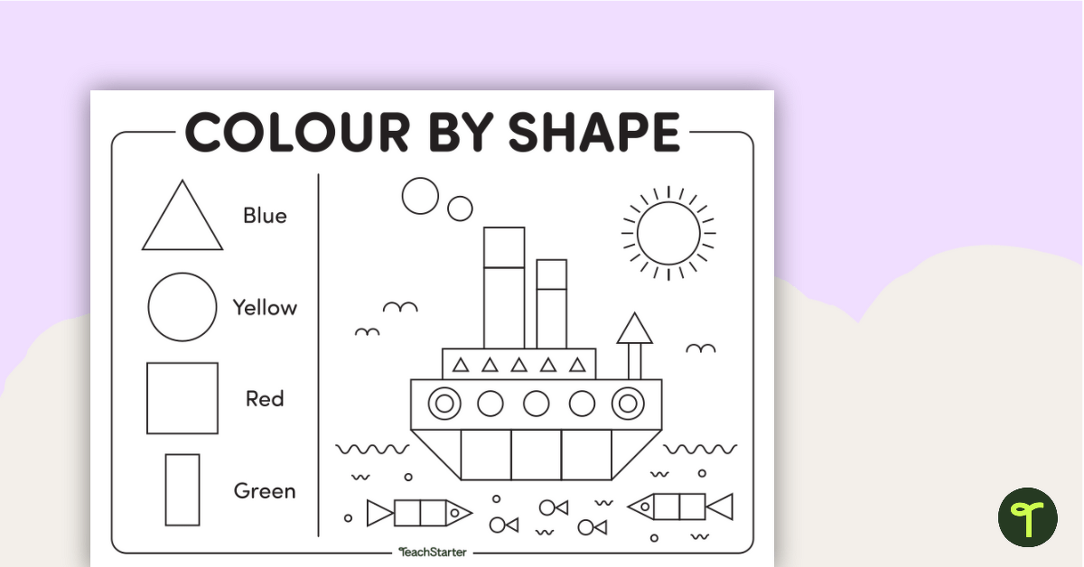Colour by 2D Shape (Basic Shapes) teaching resource