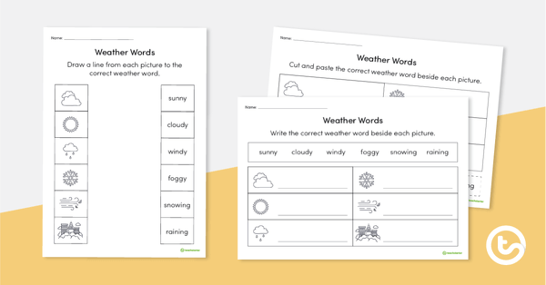 Go to Weather Words Worksheet teaching resource