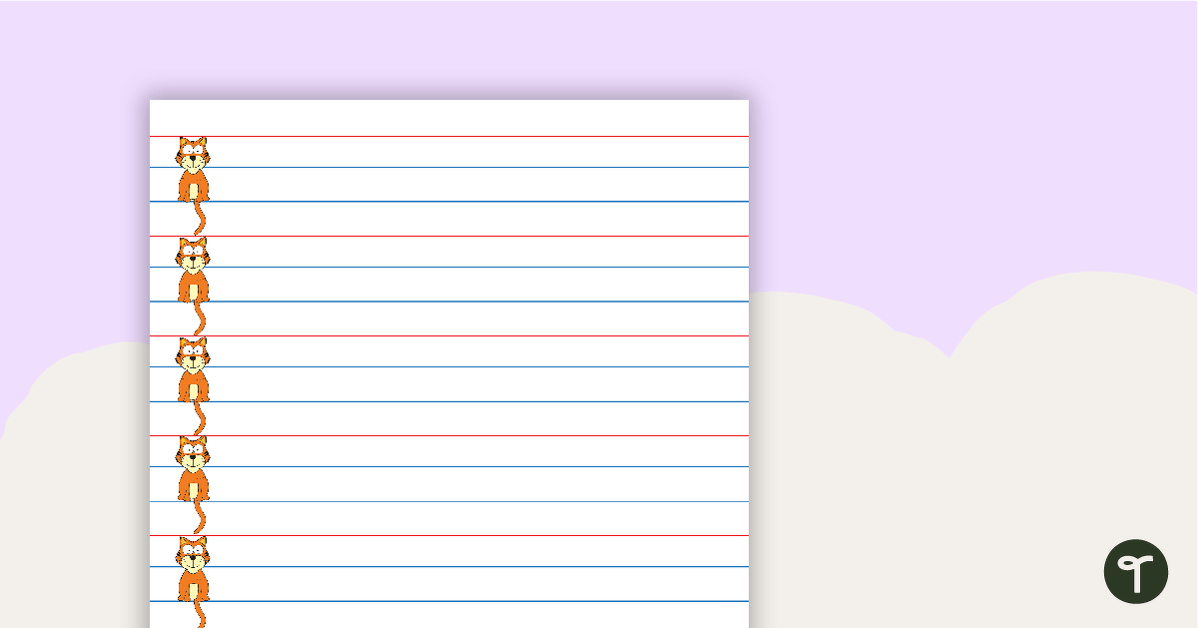 Handwriting Lines with Cat - No Dotted Line teaching resource