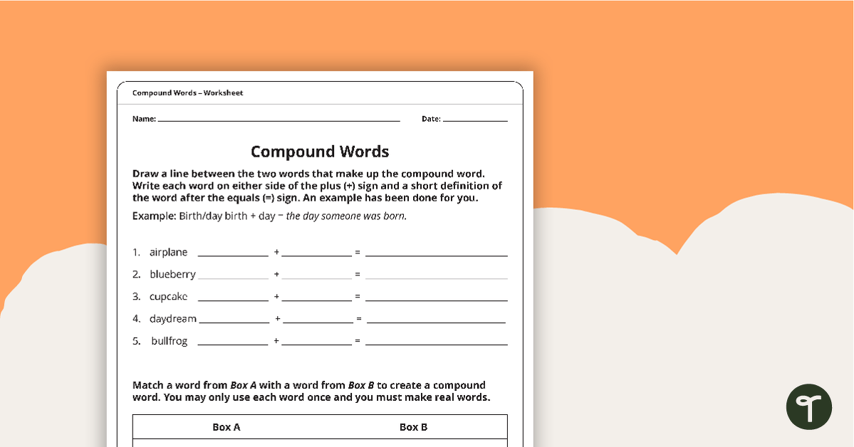 Compound Words - Worksheet teaching resource