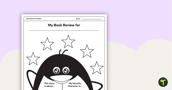 Penguin-Themed Book Review Template and Poster teaching resource