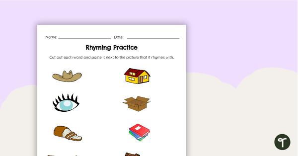 Preview image for Rhyming Practice - Cut and Paste Worksheet - teaching resource