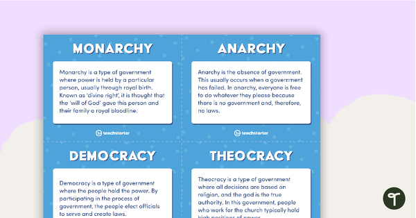 Go to Forms of Government – Flashcards and Sorting Activity teaching resource