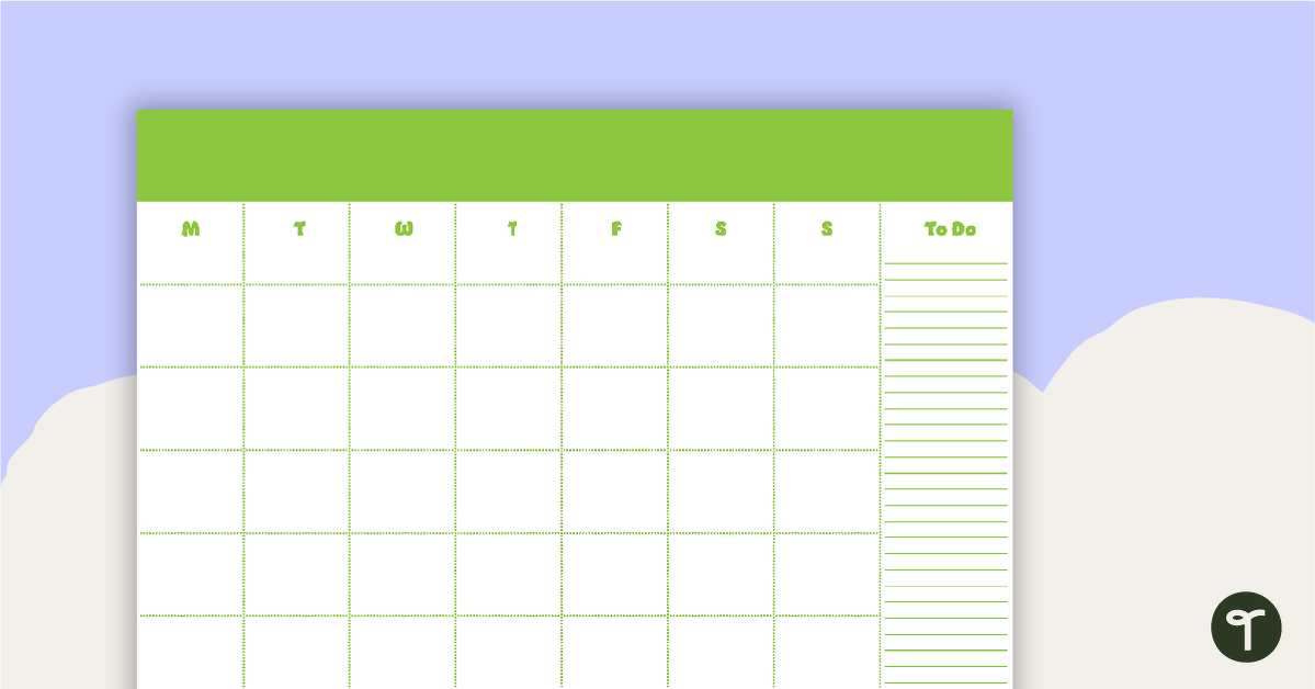 Plain Green - Monthly Overview teaching resource
