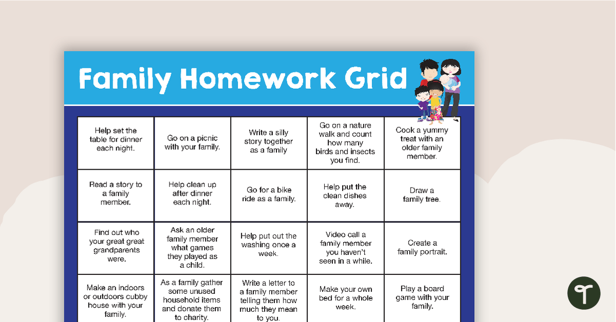 Family Homework Grid teaching resource