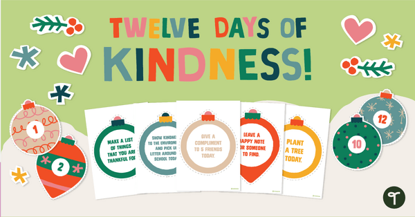 Twelve Days of Kindness – Holiday Classroom Display teaching resource