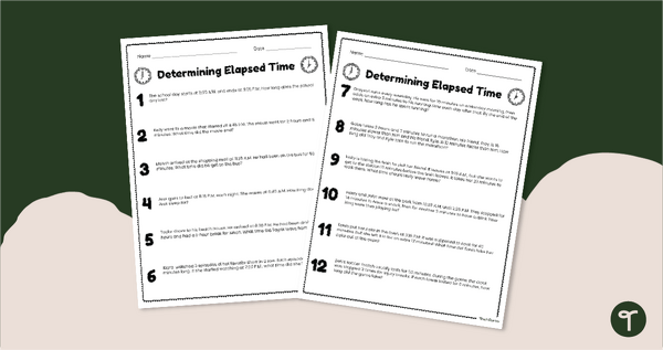 Go to Elapsed Time Word Problems Worksheet teaching resource