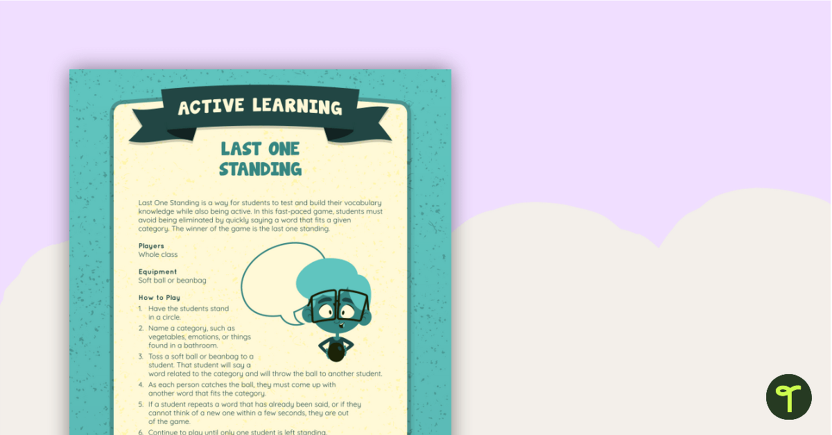 Last One Standing Active Game teaching resource