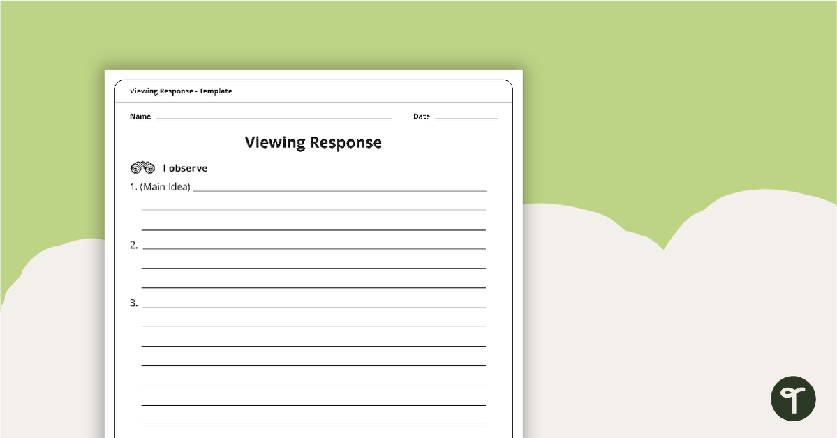 Viewing Response Template teaching resource