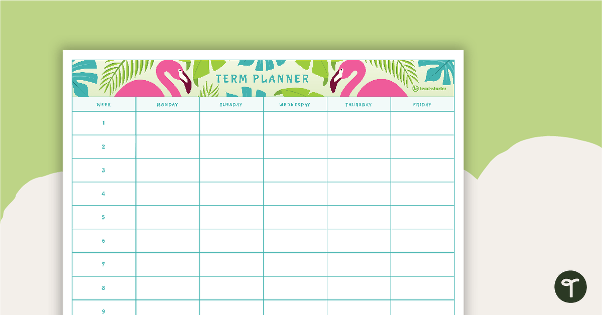 Tropical Paradise Printable Teacher Diary - 9, 10 and 11 Week Term Planners teaching resource