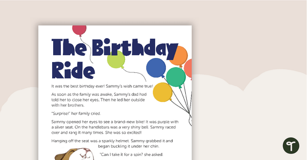 Preview image for The Birthday Ride – Worksheet - teaching resource