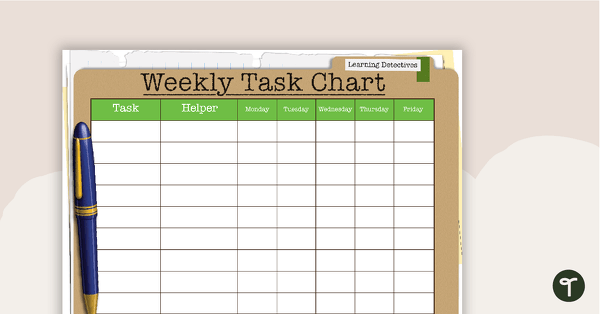 Learning Detectives - Weekly Task Chart teaching resource