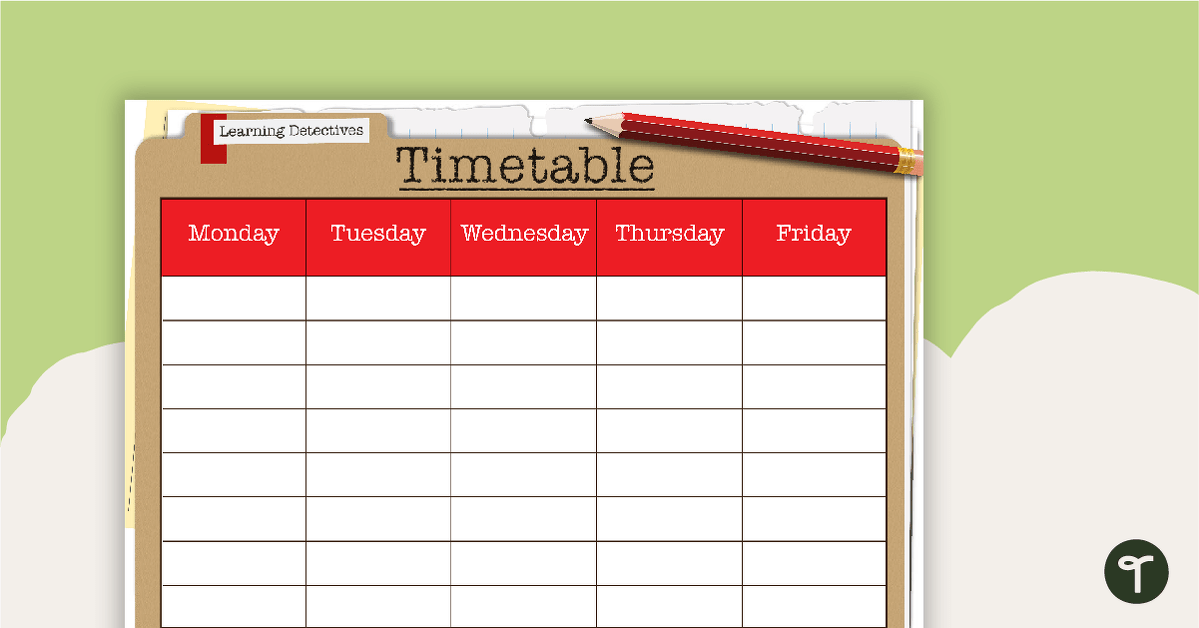 Learning Detectives - Weekly Timetable teaching resource