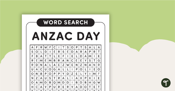 Anzac Day Word Search – Upper teaching resource