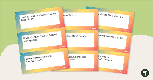 Go to MLK Writing Prompts - Sentence Starter Task Cards teaching resource