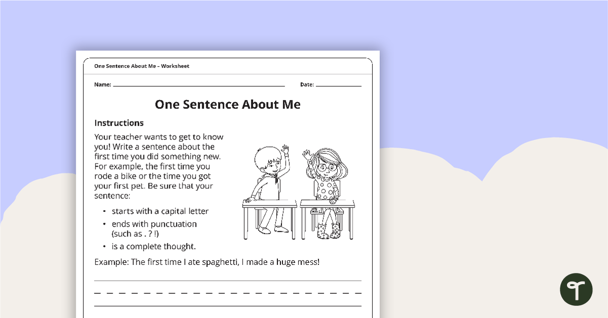 One Sentence About Me - Getting to Know You Activity teaching resource