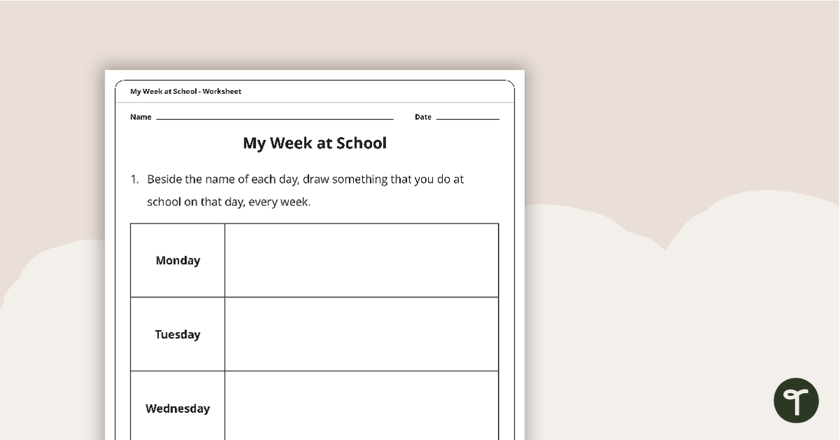 My Week at School - Worksheet teaching resource