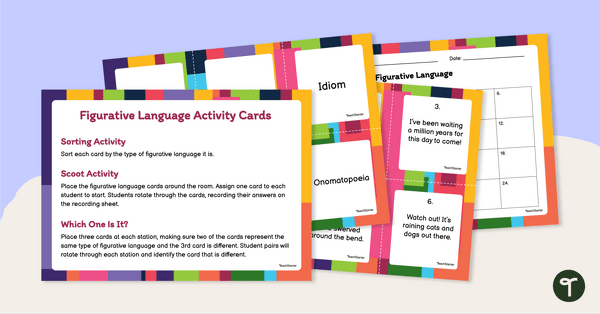 Preview image for Figurative Language Activity Cards - teaching resource