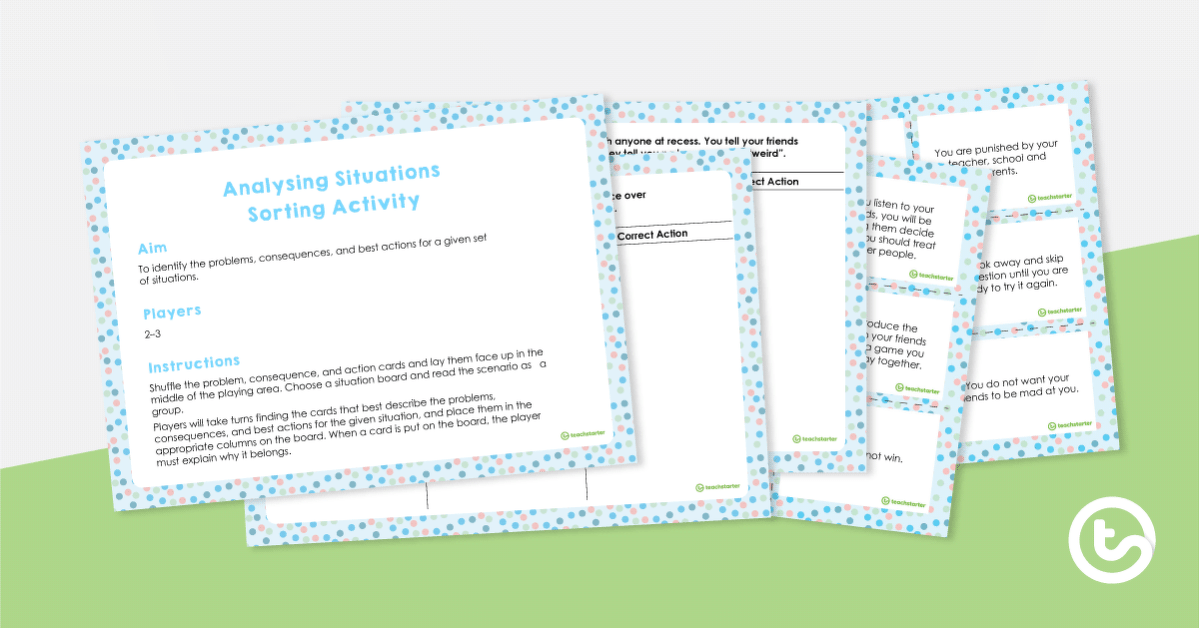 Analysing Situations – Sorting Activity teaching resource