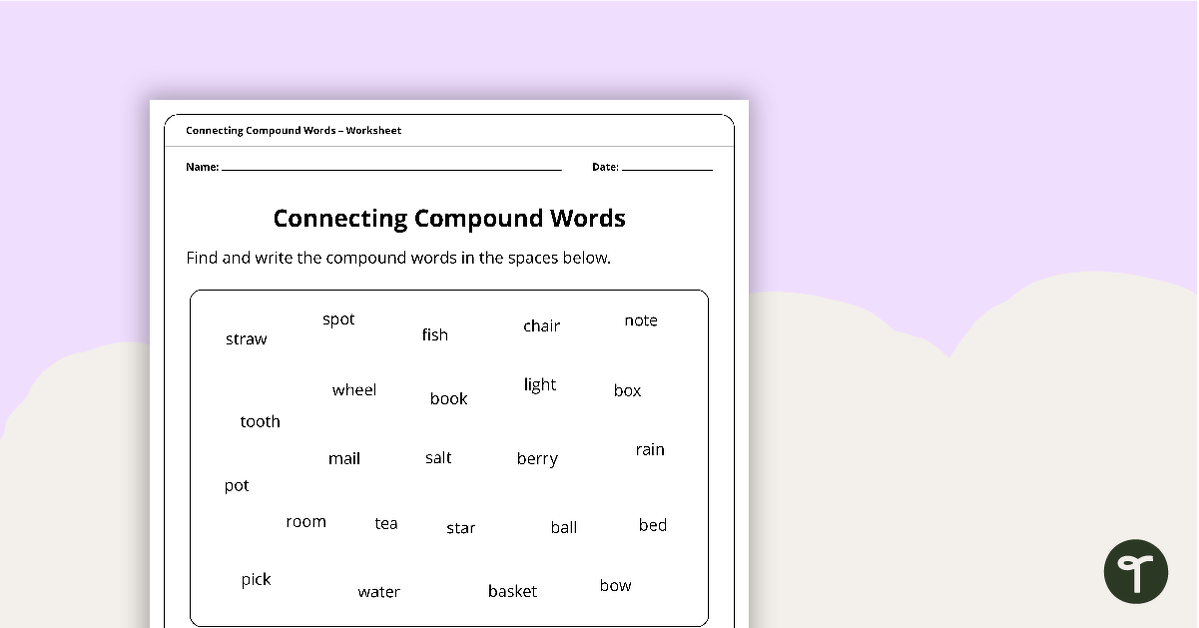 Connecting Compound Words Worksheet teaching resource