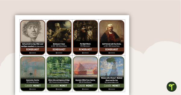 Famous Artists Card Game teaching resource