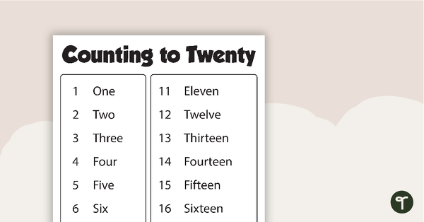 Go to Counting to Twenty Poster - BW teaching resource