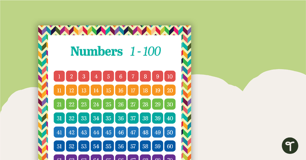 Go to Bright Chevron - Numbers 1 to 100 Chart teaching resource
