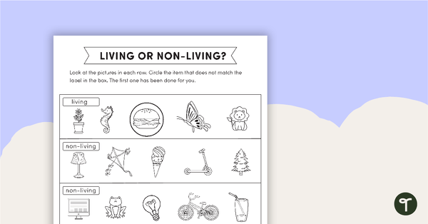 Go to Living or Non-Living? Worksheet teaching resource