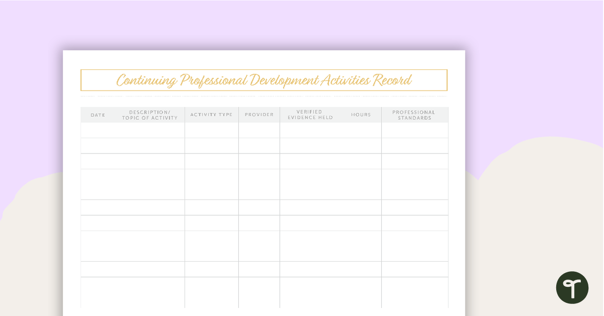 Vintage Roses Printable Teacher Diary - Professional Development Activities Recording Page teaching resource