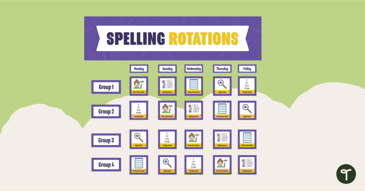 Spelling Center Rotation Board teaching resource