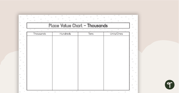 Place Value Chart - Thousands teaching resource