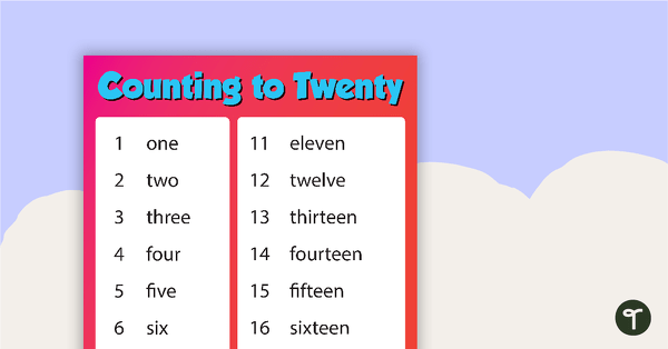 Counting to Twenty Poster - Colour - No Capitals teaching resource