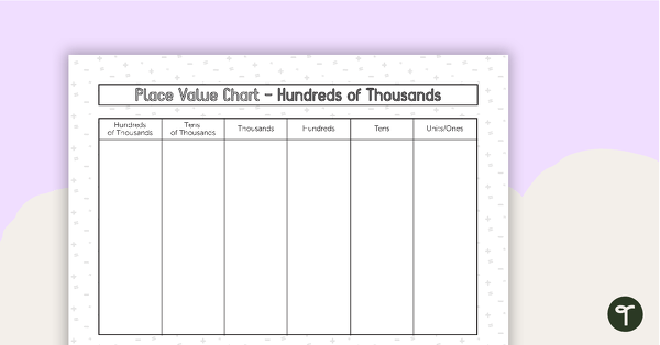 Place Value Chart - Hundreds of Thousands teaching resource