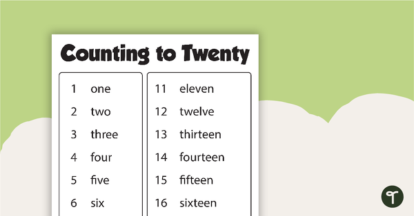 Counting to Twenty Poster - BW - No Capitals teaching resource